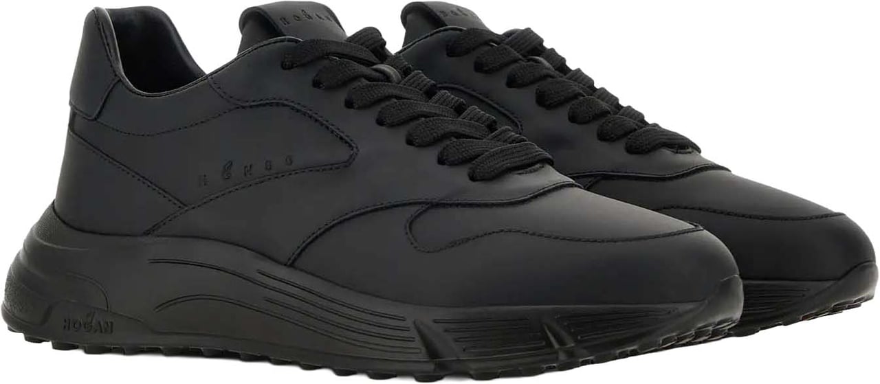HOGAN Hyperlight + Timbr Black Calfskin Lace-Up Sneakers Zwart