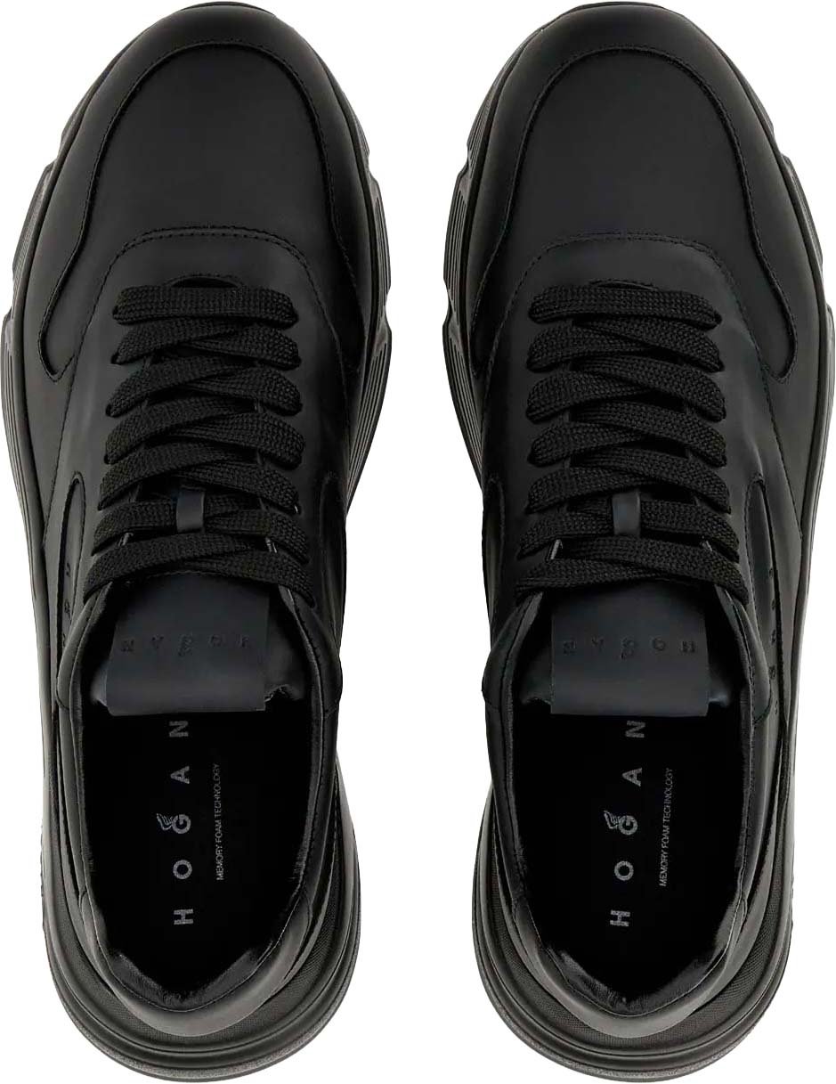 HOGAN Hyperlight + Timbr Black Calfskin Lace-Up Sneakers Zwart