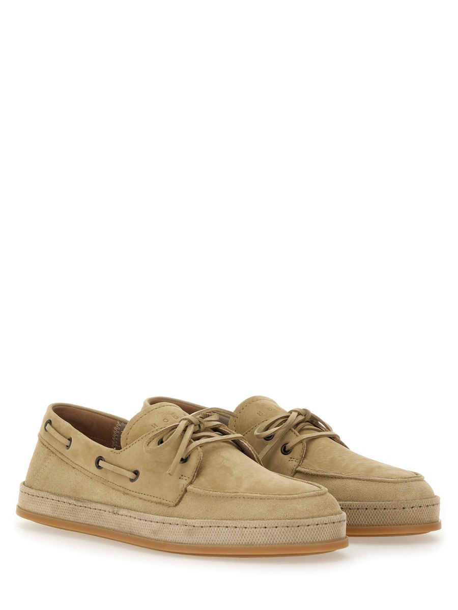 HOGAN LEATHER BOAT MOCCASIN Beige