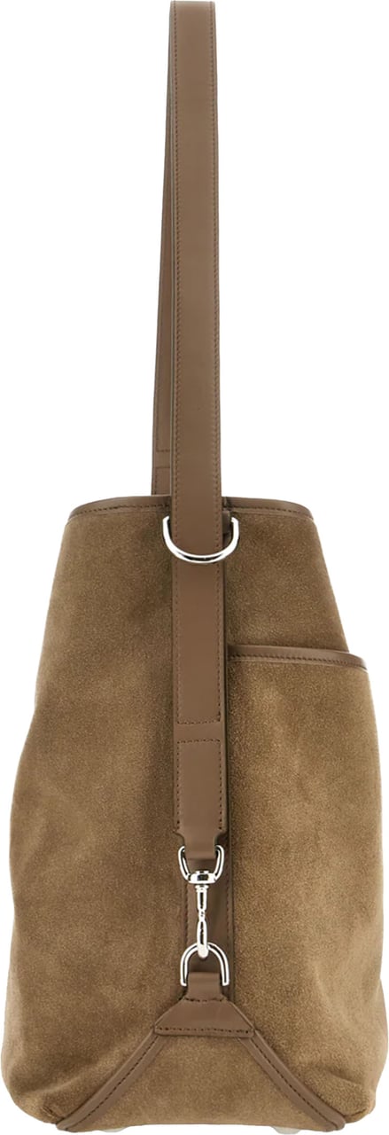 HOGAN Brown Medium Suede-Like Shoulder Handbag Bruin