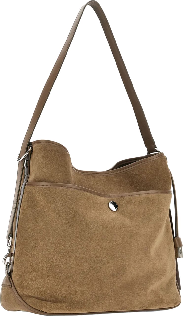 HOGAN Brown Medium Suede-Like Shoulder Handbag Bruin