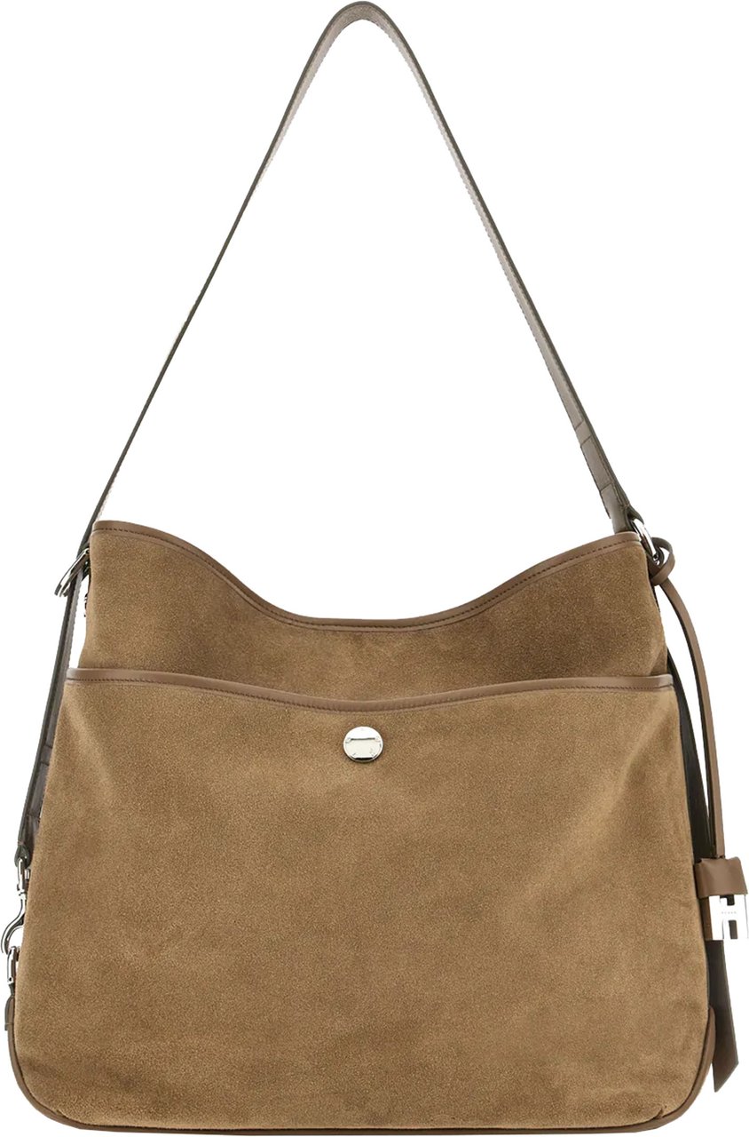 HOGAN Brown Medium Suede-Like Shoulder Handbag Bruin