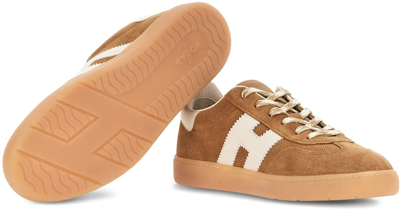HOGAN Brown Low-Top Suede Leather Logo Sneakers Bruin