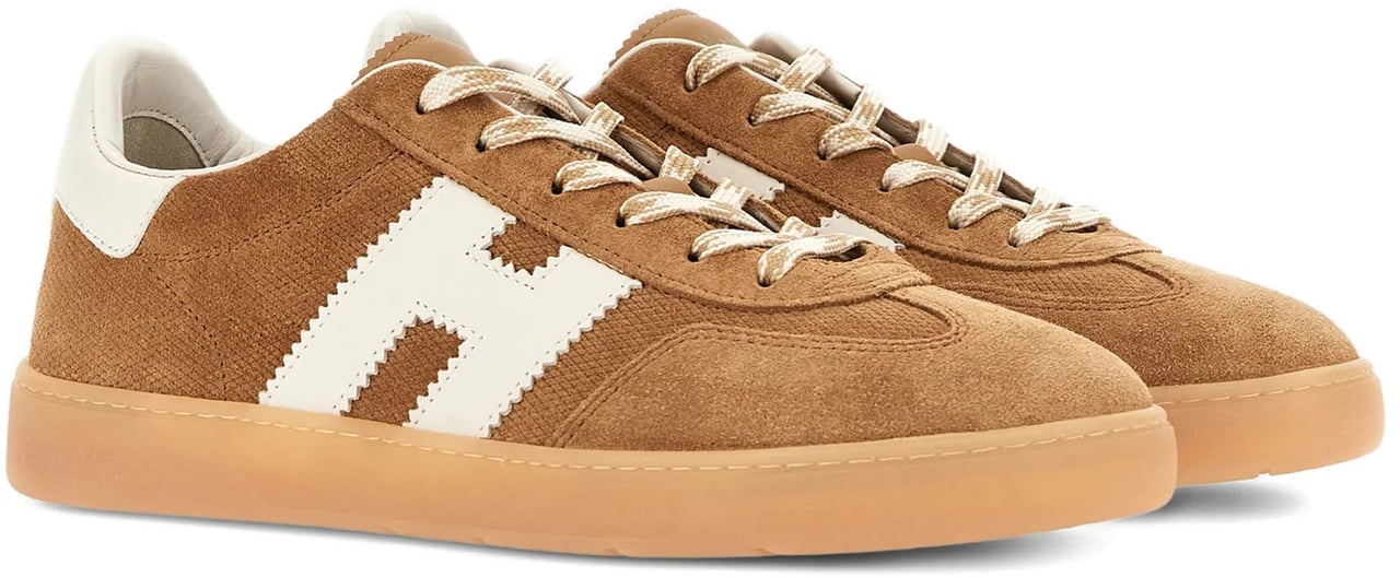 HOGAN Brown Low-Top Suede Leather Logo Sneakers Bruin