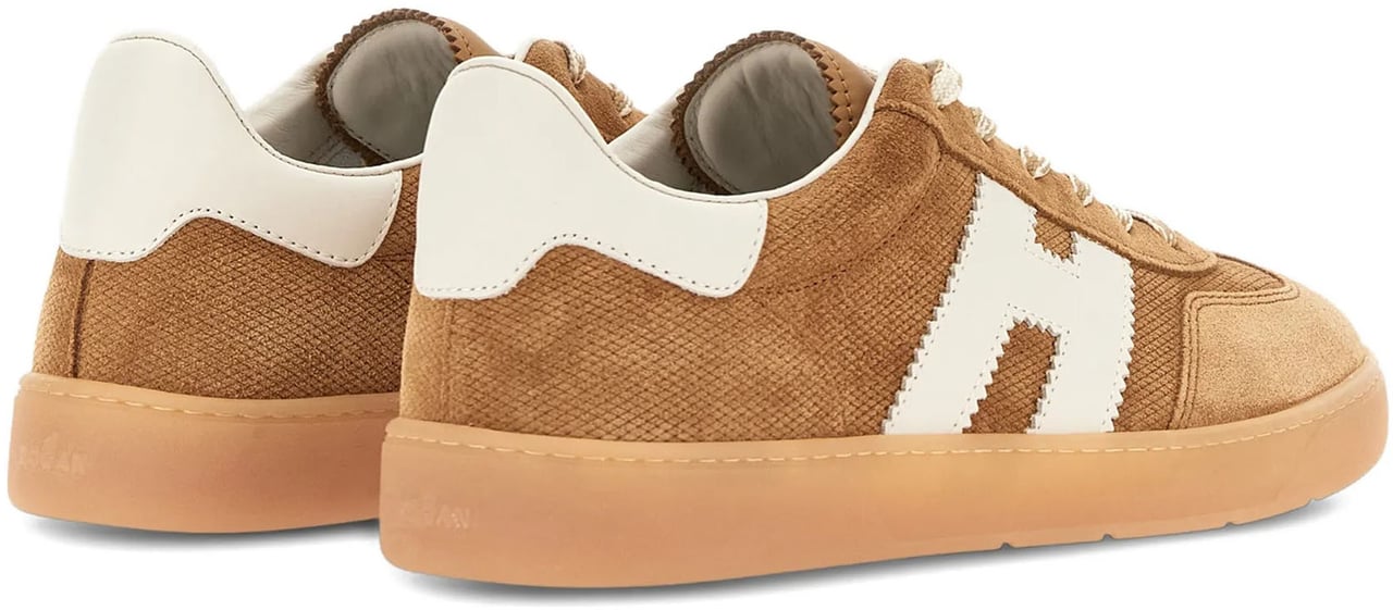 HOGAN Brown Low-Top Suede Leather Logo Sneakers Bruin