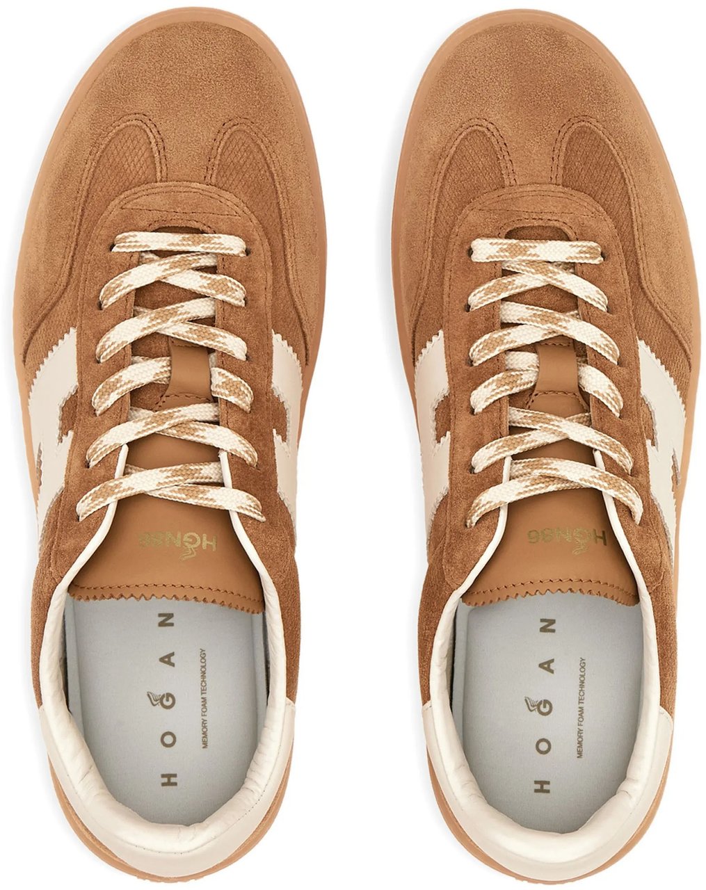 HOGAN Brown Low-Top Suede Leather Logo Sneakers Bruin