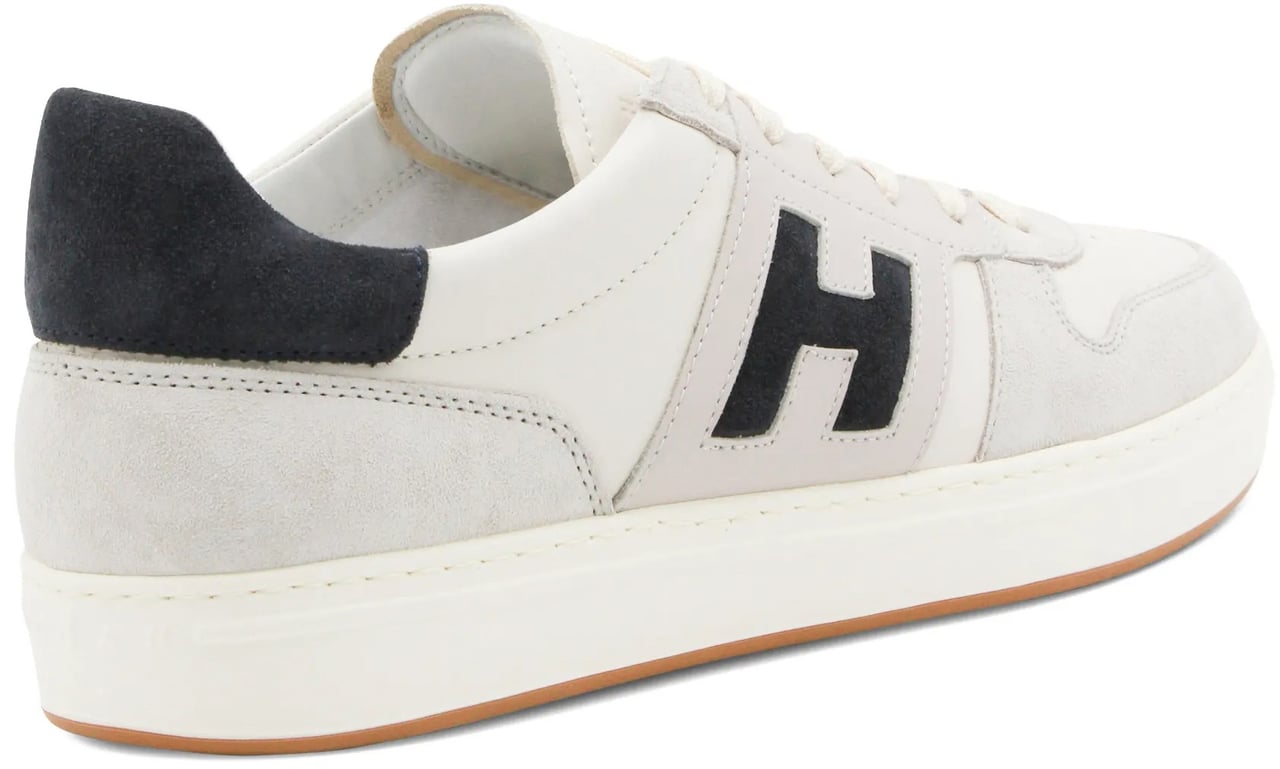HOGAN Off-White Low-Top Suede Accent Sneakers Wit