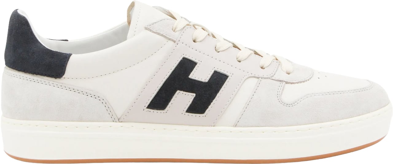 HOGAN Off-White Low-Top Suede Accent Sneakers Wit