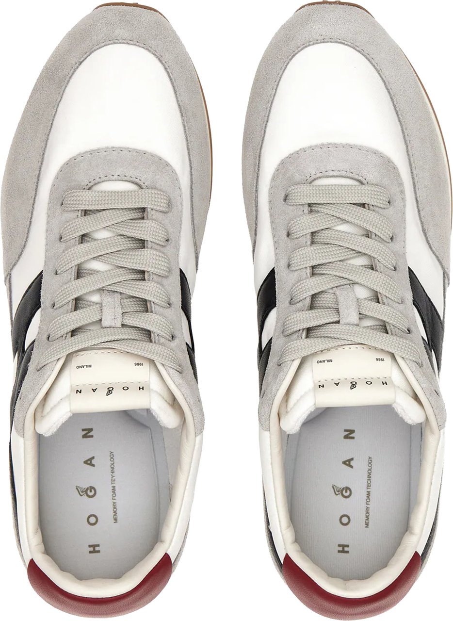 HOGAN Grey Low-Top Suede White Panel Sneakers Wit