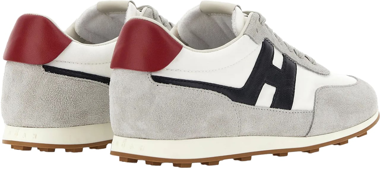 HOGAN Grey Low-Top Suede White Panel Sneakers Wit
