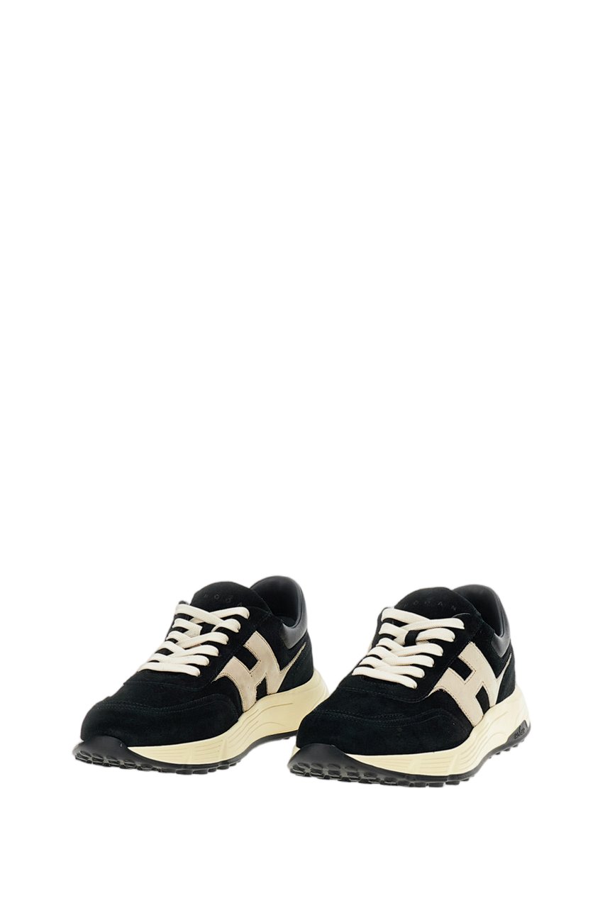 HOGAN Black Nubuck Leather Hyperlight Sneakers Zwart