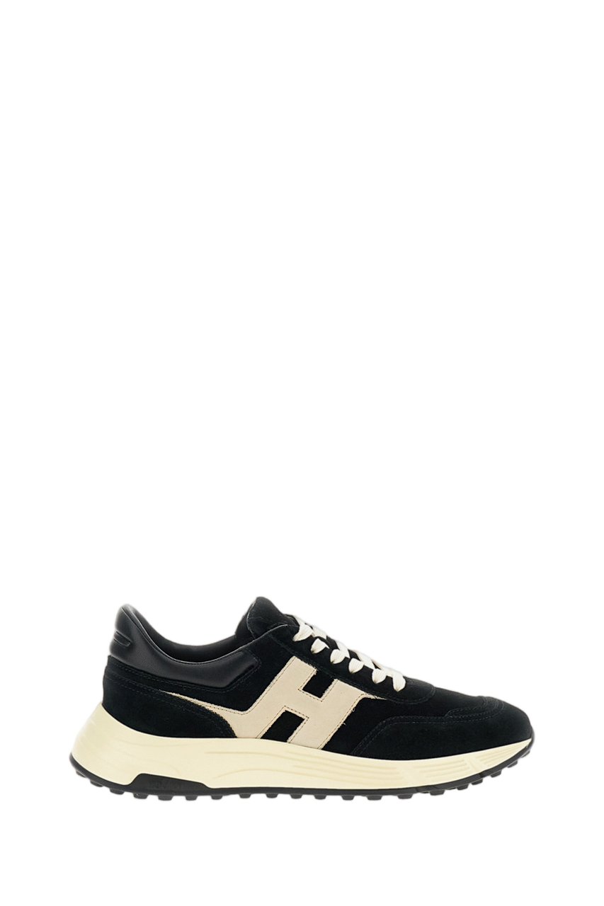 HOGAN Black Nubuck Leather Hyperlight Sneakers Zwart