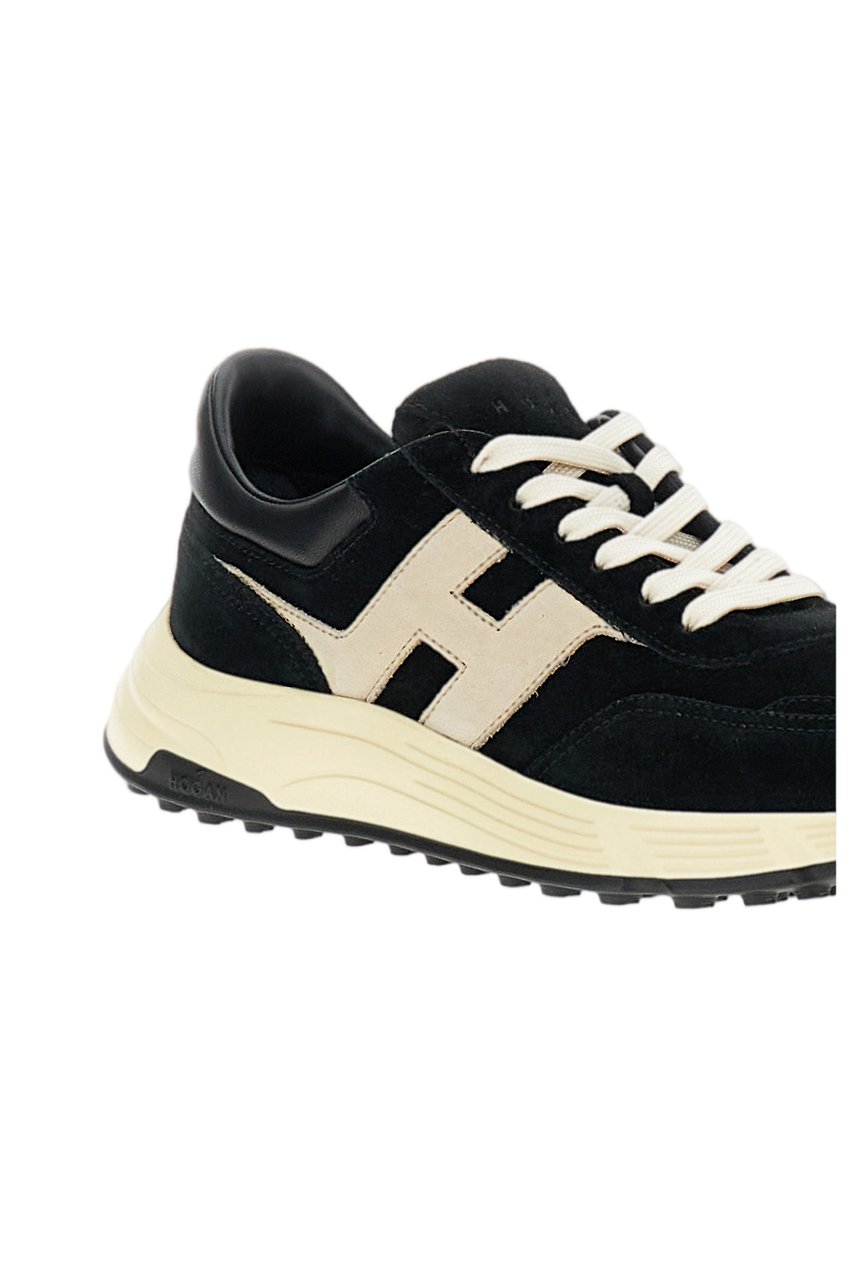 HOGAN Black Nubuck Leather Hyperlight Sneakers Zwart