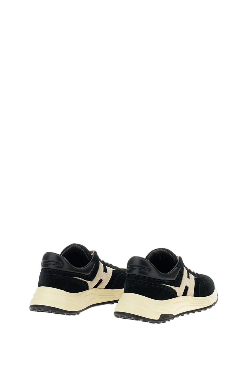 HOGAN Black Nubuck Leather Hyperlight Sneakers Zwart