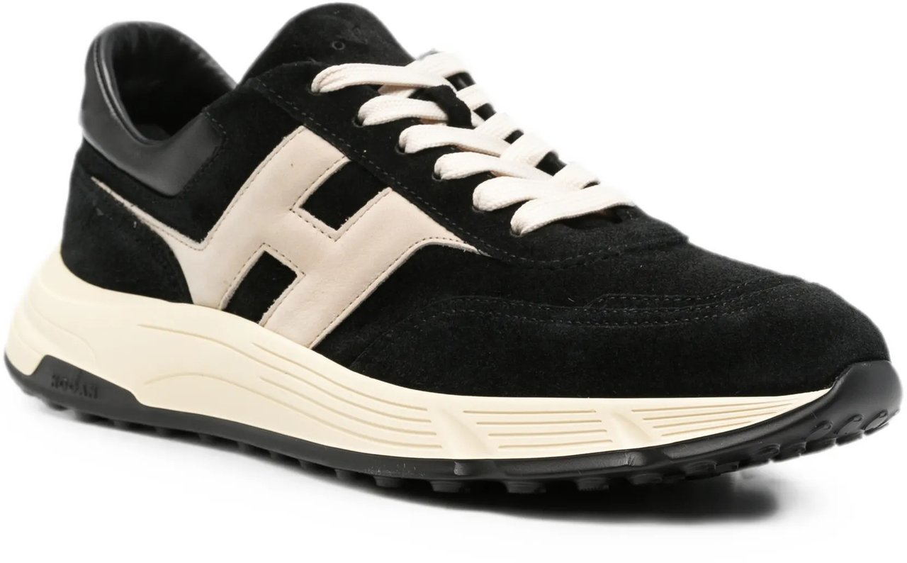HOGAN Dark Suede Sneakers with Contrasting Logo Grijs