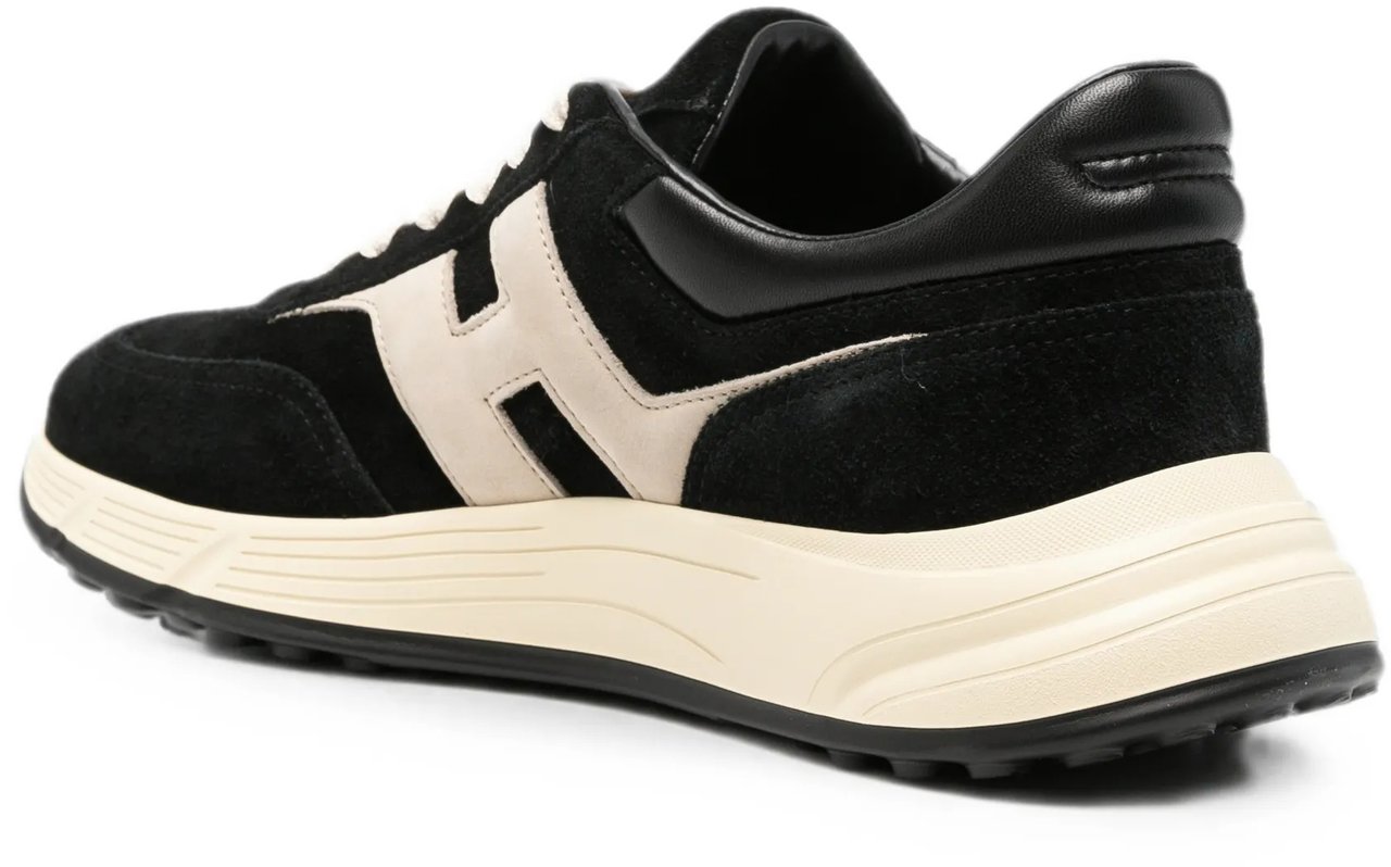 HOGAN Dark Suede Sneakers with Contrasting Logo Grijs