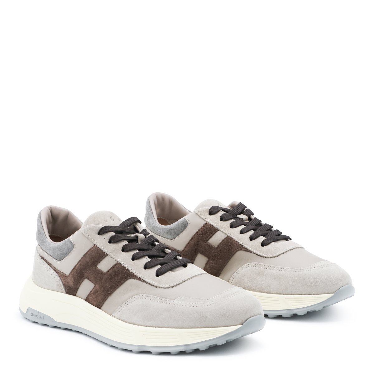 HOGAN Layered Suede and Smooth Sneakers Wit