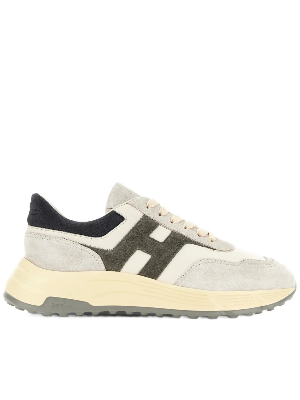 HOGAN Suede and Smooth Material Sneakers with Chunky Sole Wit