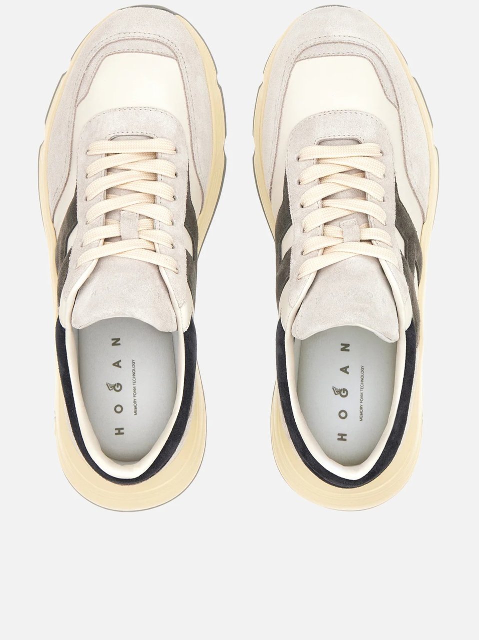 HOGAN Suede and Smooth Material Sneakers with Chunky Sole Wit