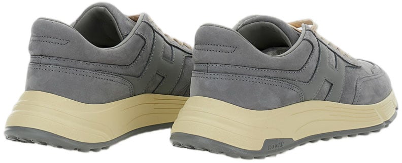 HOGAN Suede Sneakers with Nappa Leather Inserts and Nubuck H Logo Grijs