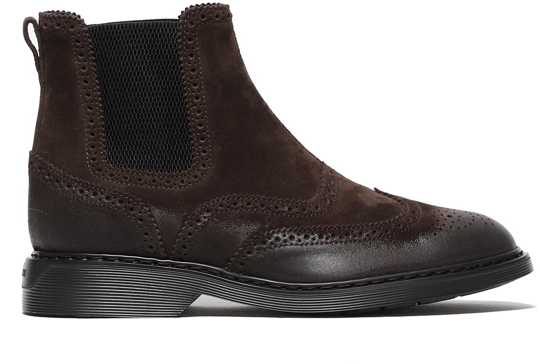 HOGAN Stivaletto in suede ebano anticato Bruin