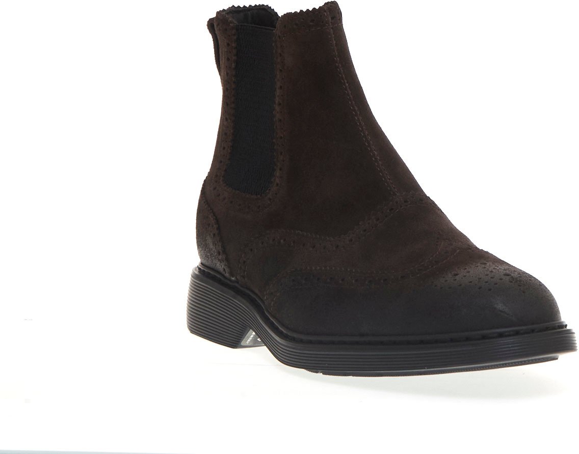 HOGAN Stivaletto In Camoscio Marrone Con Bucature Bruin