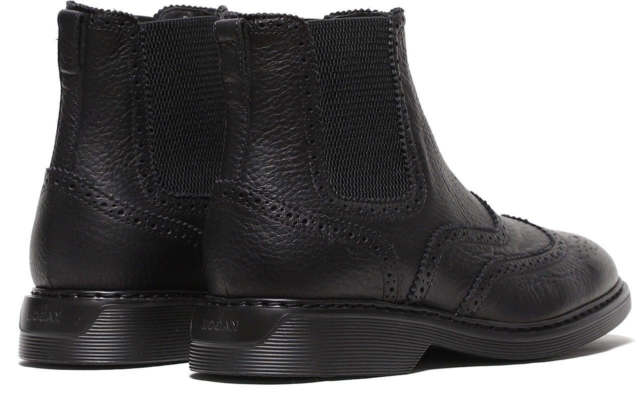 HOGAN Stivaletto in pelle nera martellata Zwart