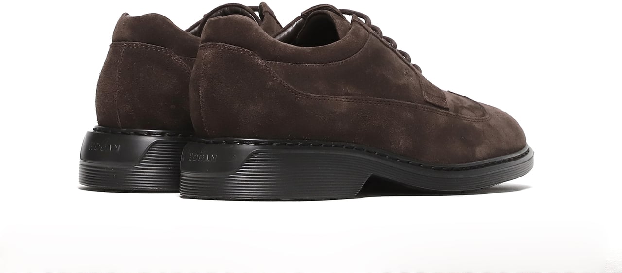HOGAN Scarpa allacciata derby in suede ebano Bruin
