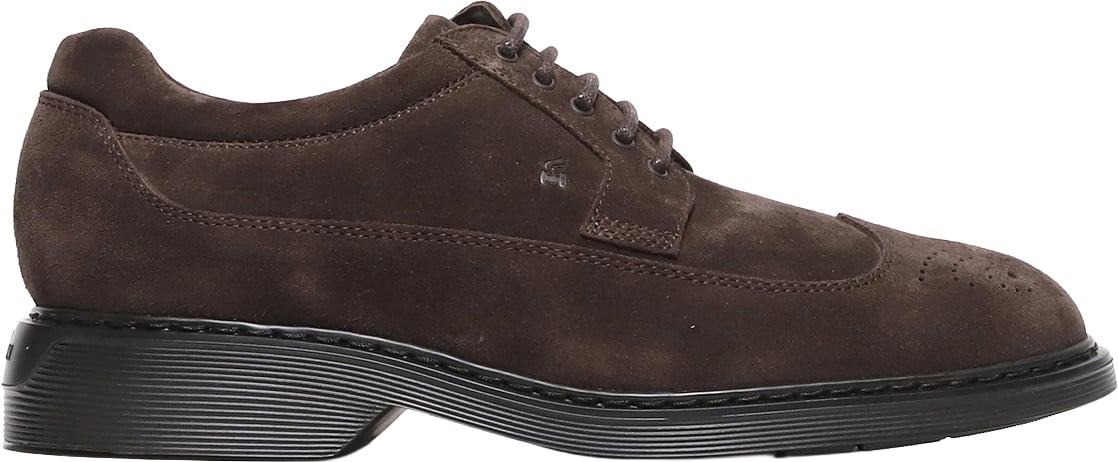 HOGAN Scarpa allacciata derby in suede ebano Bruin
