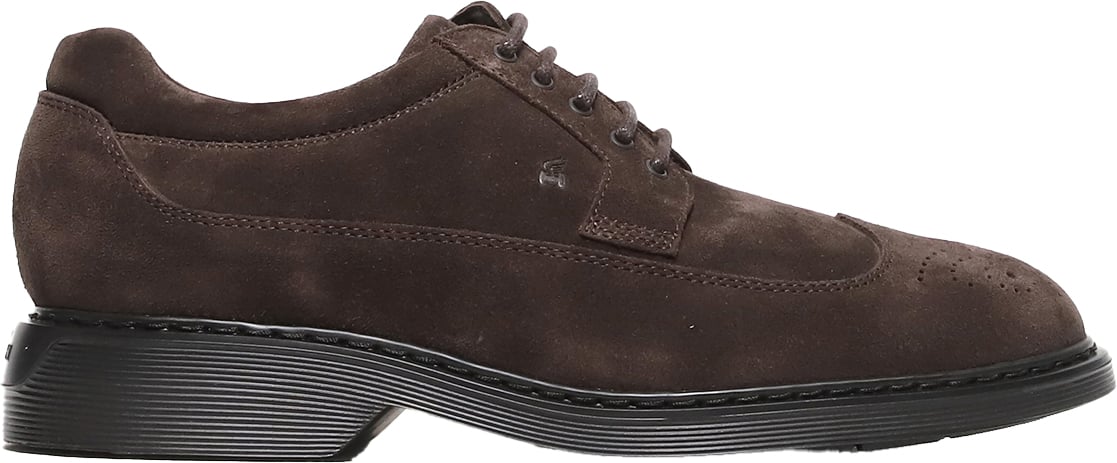HOGAN Scarpa allacciata derby in suede ebano Bruin