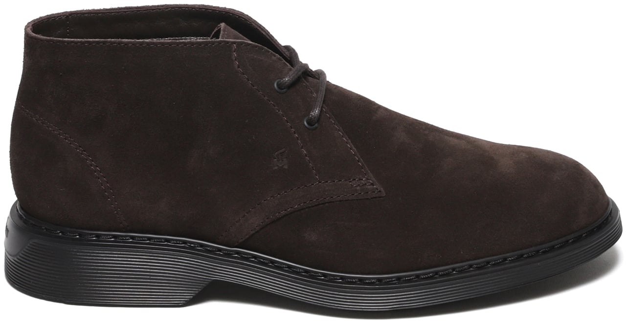 HOGAN Polacchina allacciata due buchi in pelle in suede ebano Bruin