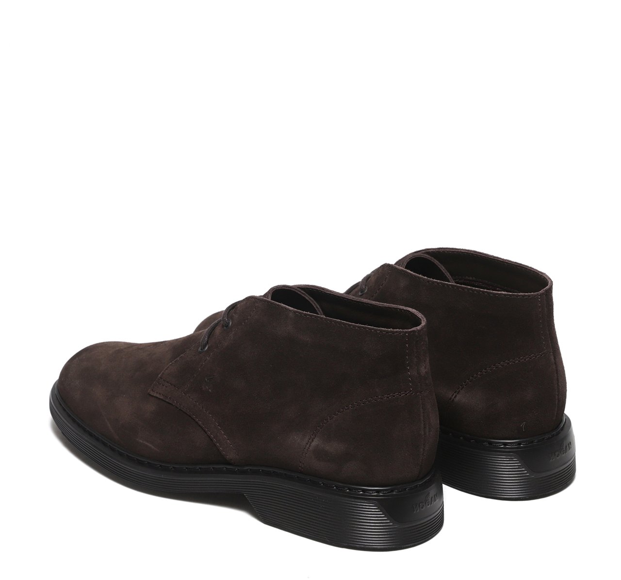 HOGAN Polacchina allacciata due buchi in pelle in suede ebano Bruin