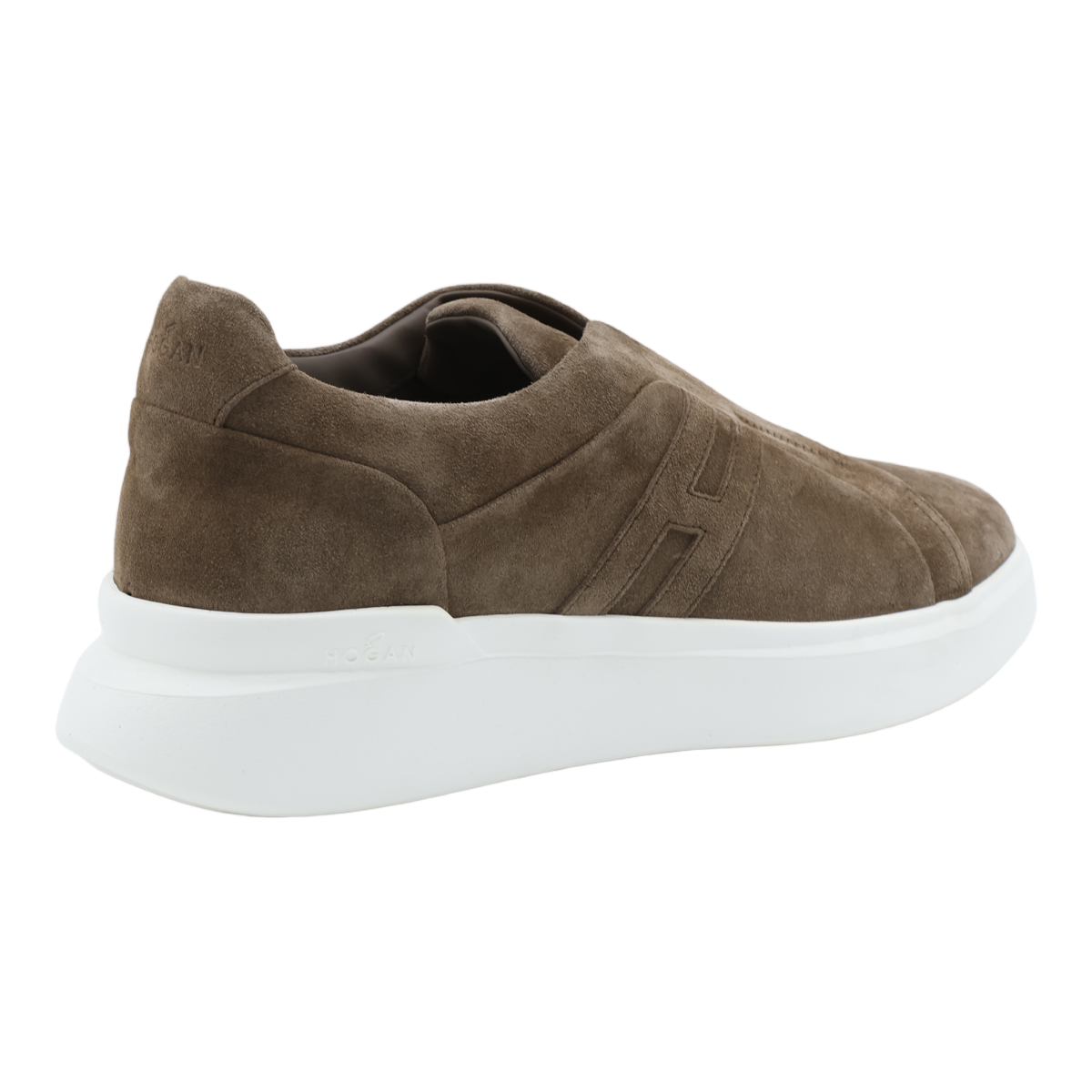 HOGAN Minimalist Suede Slip-On Sneakers with Embossed Detail Bruin