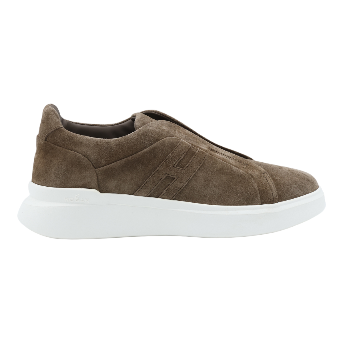 HOGAN Minimalist Suede Slip-On Sneakers with Embossed Detail Bruin