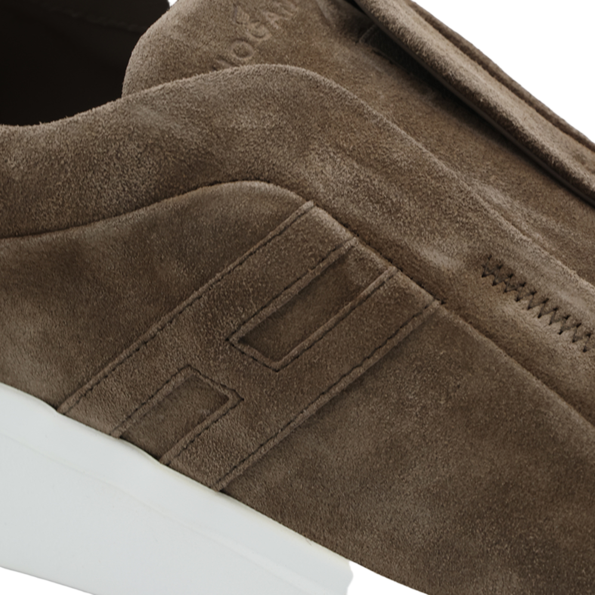 HOGAN Minimalist Suede Slip-On Sneakers with Embossed Detail Bruin