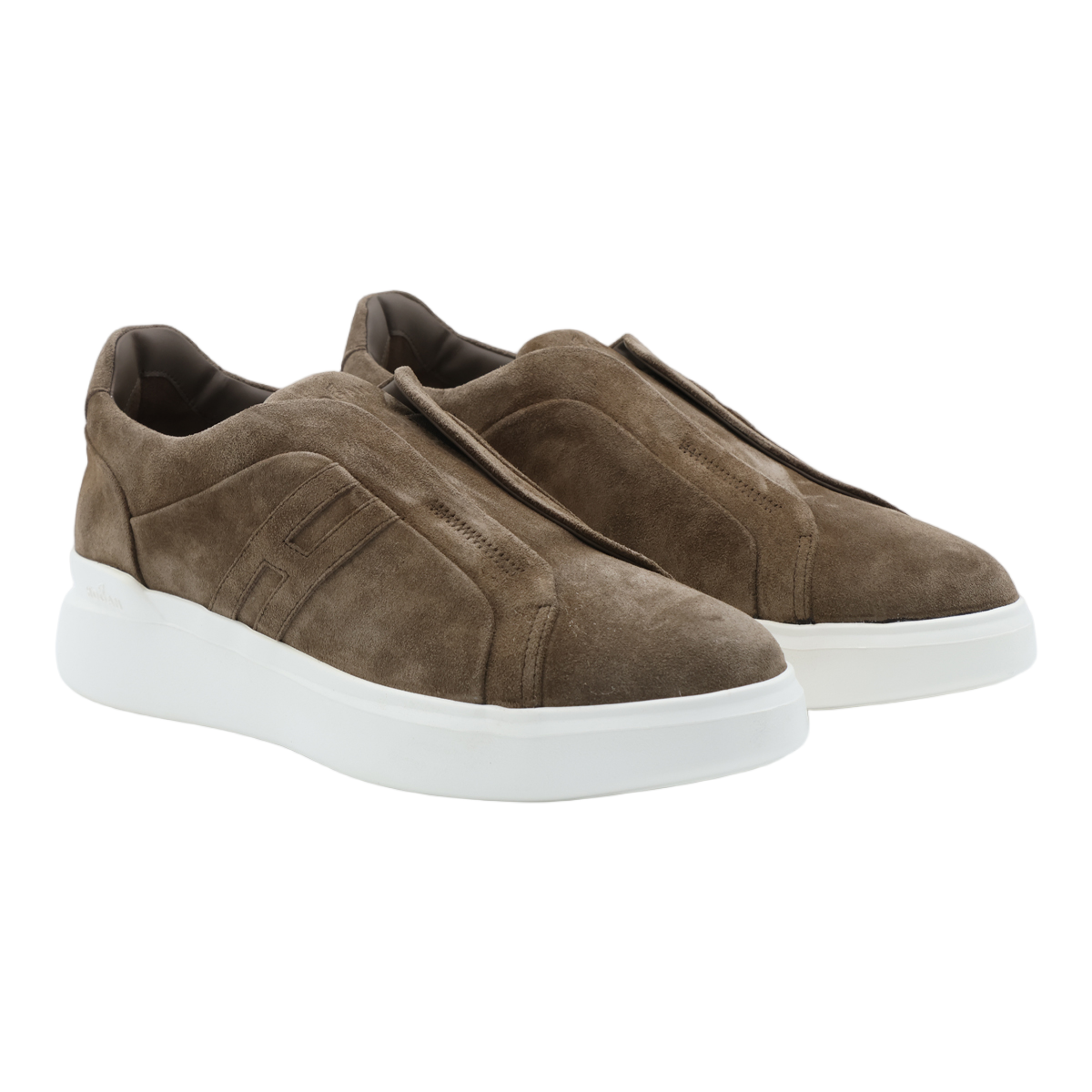HOGAN Minimalist Suede Slip-On Sneakers with Embossed Detail Bruin
