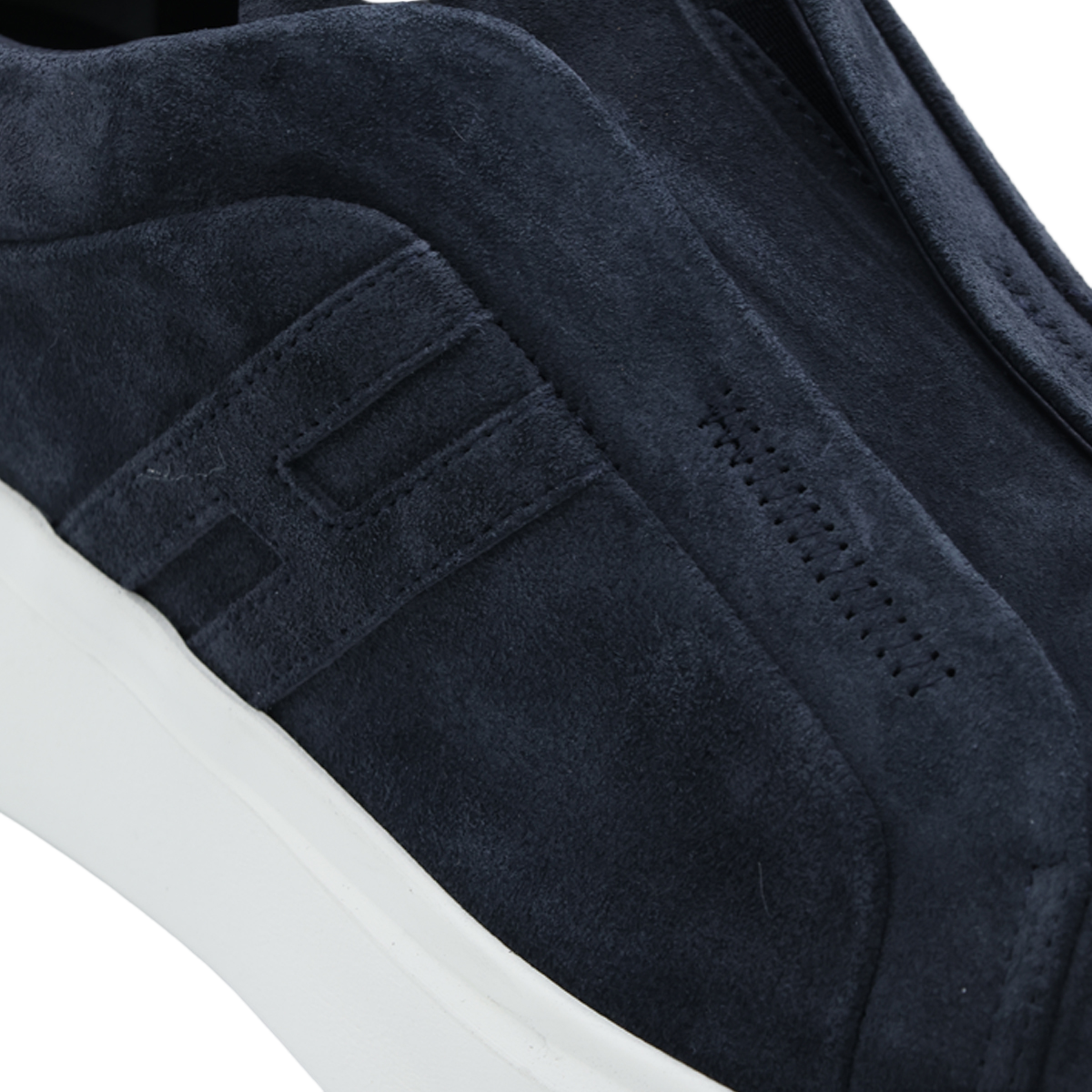 HOGAN Dark Navy Suede Slip-On Sneakers with Embossed Detailing Blauw