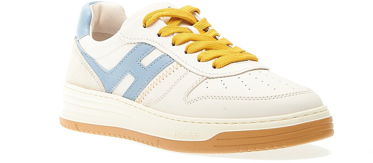 HOGAN Sneakers Basket Pelle Bianca Azzurro Wit