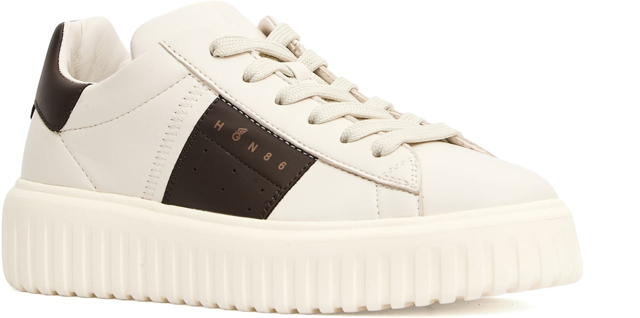 HOGAN Sneakers H Stripes Pelle Burro Marrone Wit