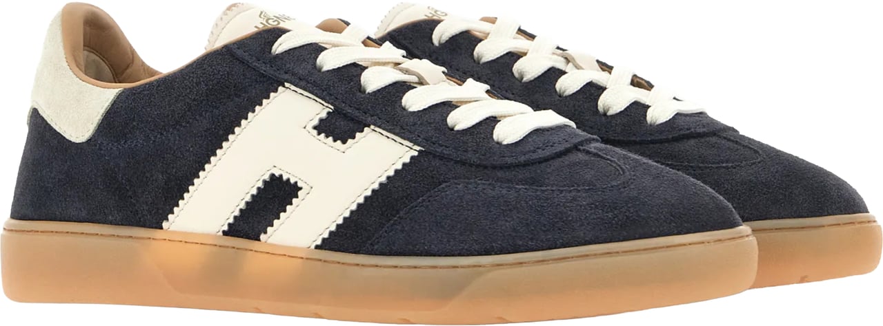 HOGAN Low-Top Suede Sneakers with Contrasting Accents Blauw