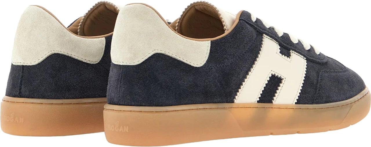 HOGAN Low-Top Suede Sneakers with Contrasting Accents Blauw