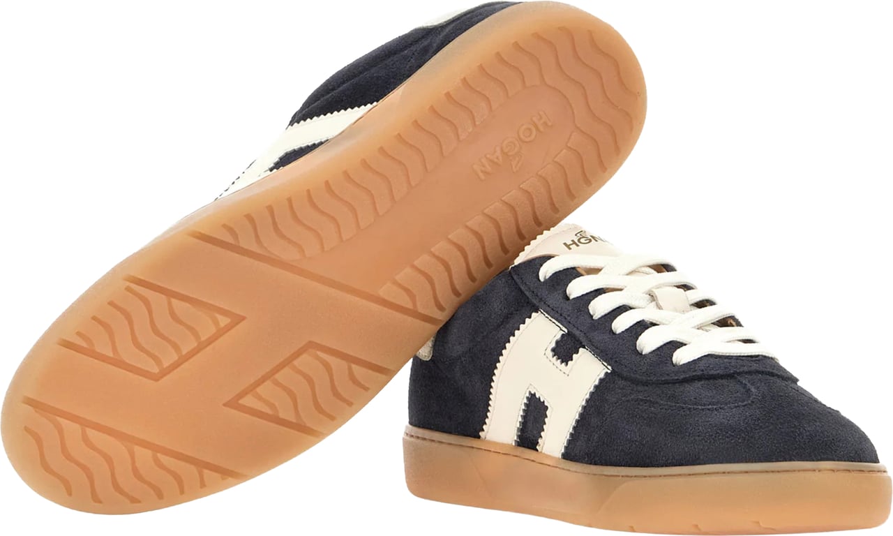 HOGAN Low-Top Suede Sneakers with Contrasting Accents Blauw