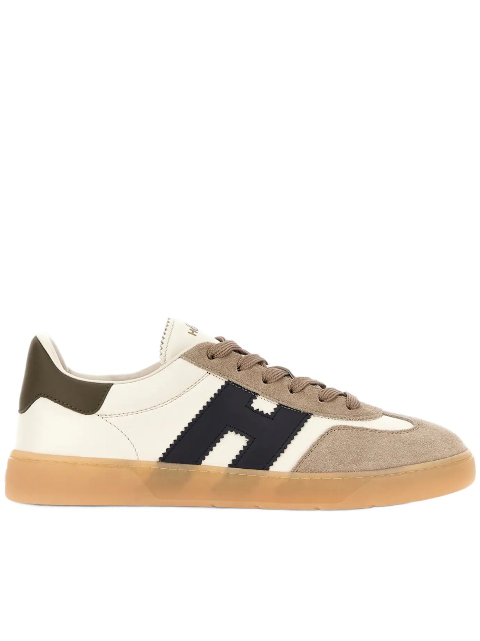 HOGAN Low-Top Sneakers with Suede and Smooth Texture Neutraal