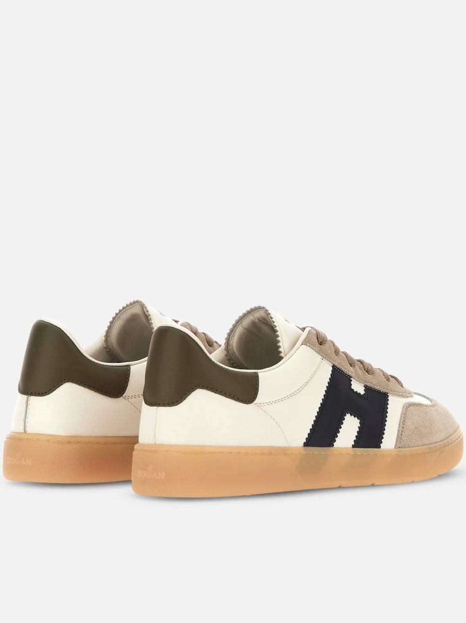 HOGAN Low-Top Sneakers with Suede and Smooth Texture Neutraal