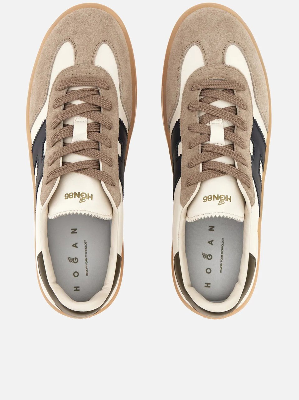 HOGAN Low-Top Sneakers with Suede and Smooth Texture Neutraal