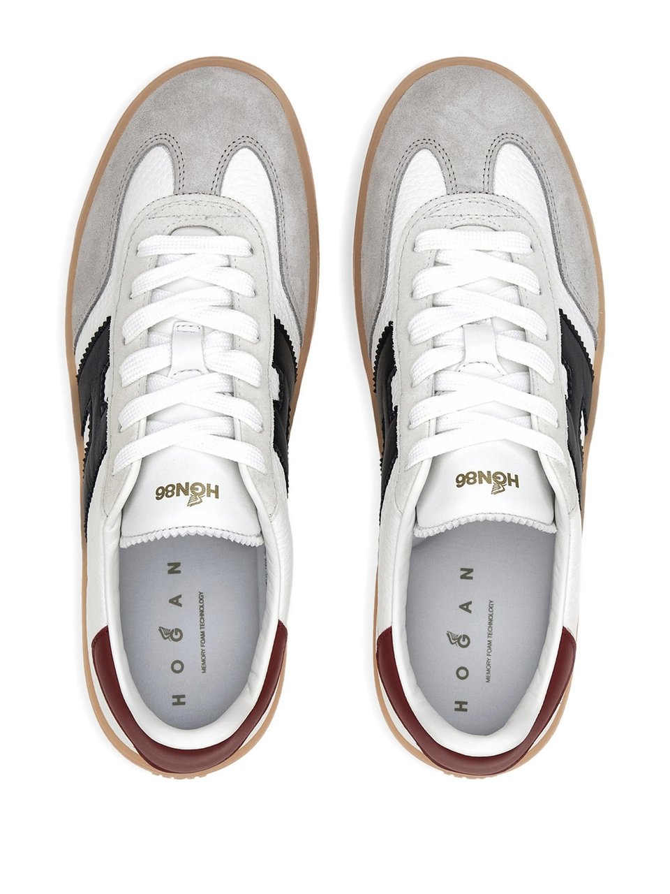 HOGAN White Low-Top Suede Overlay Logo Sneakers Wit