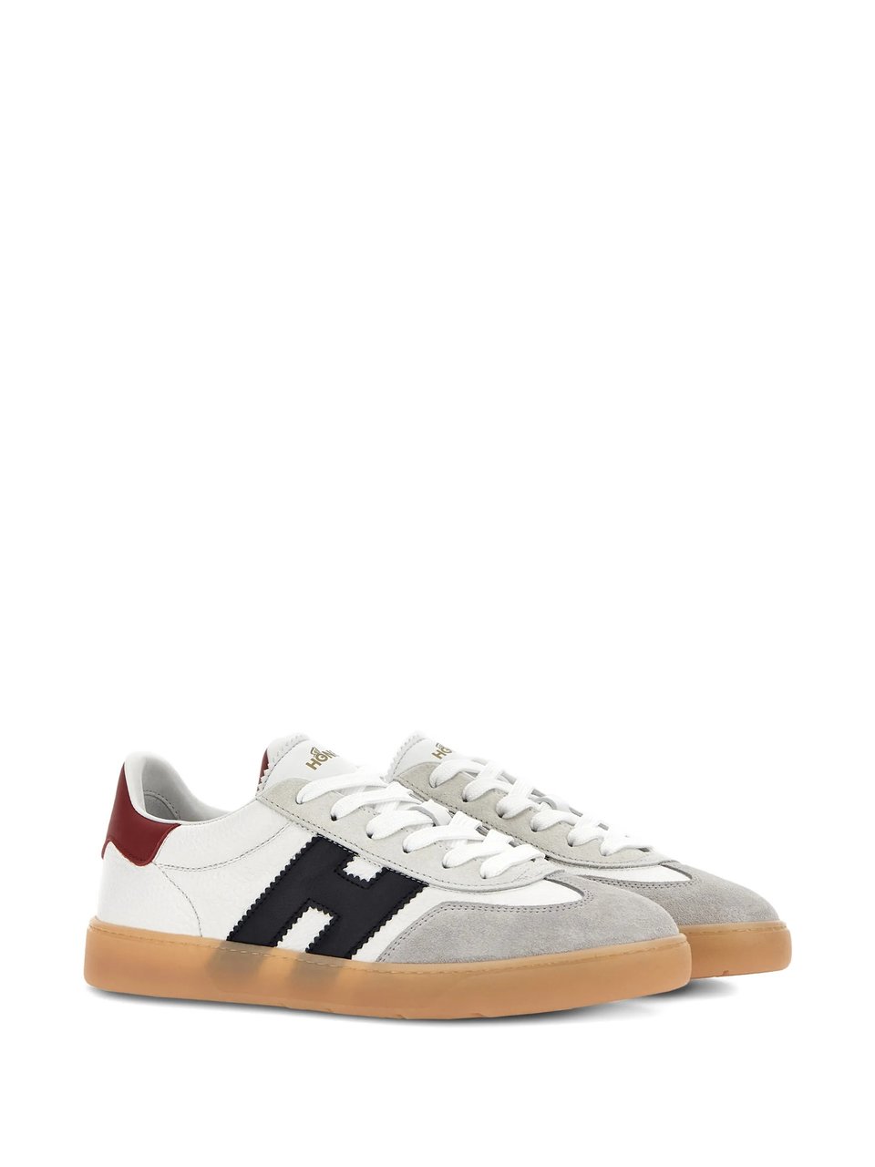 HOGAN White Low-Top Suede Overlay Logo Sneakers Wit