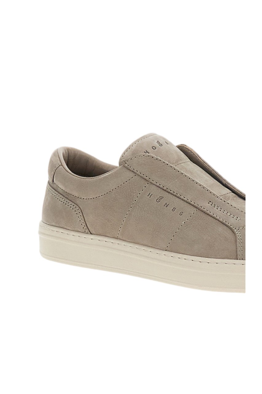 HOGAN Gray Nubuck Leather Slip-On Sneakers Grijs