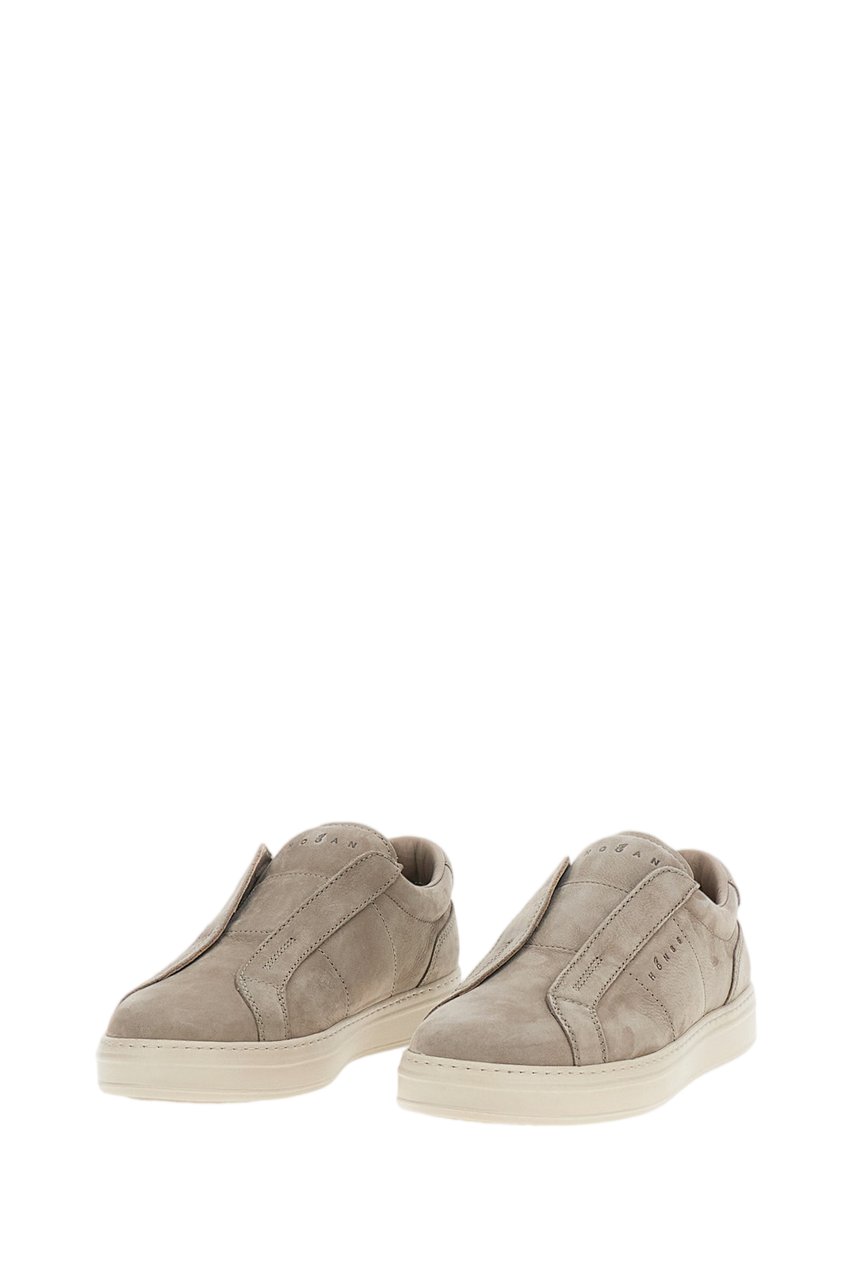 HOGAN Gray Nubuck Leather Slip-On Sneakers Grijs
