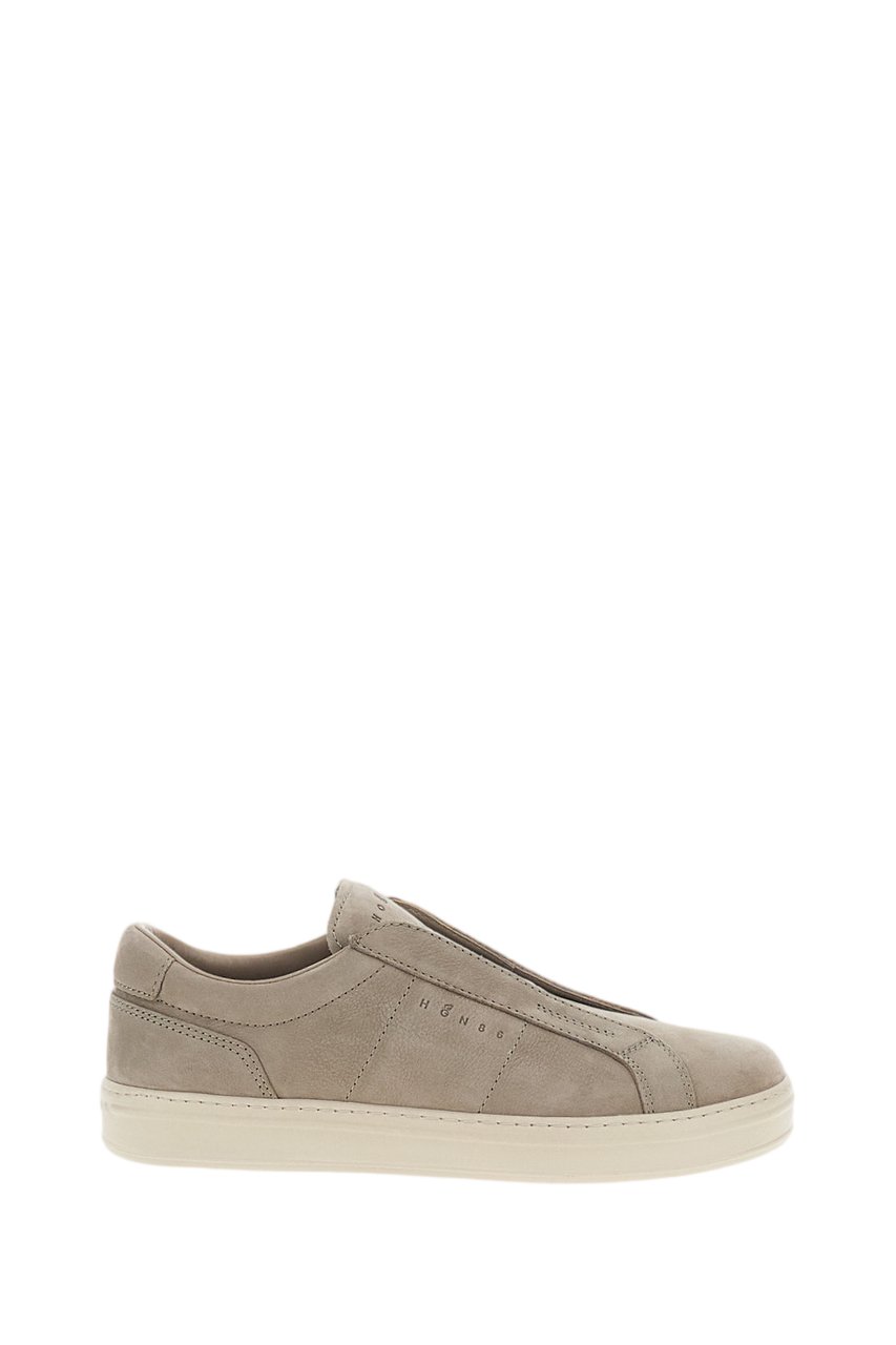 HOGAN Gray Nubuck Leather Slip-On Sneakers Grijs